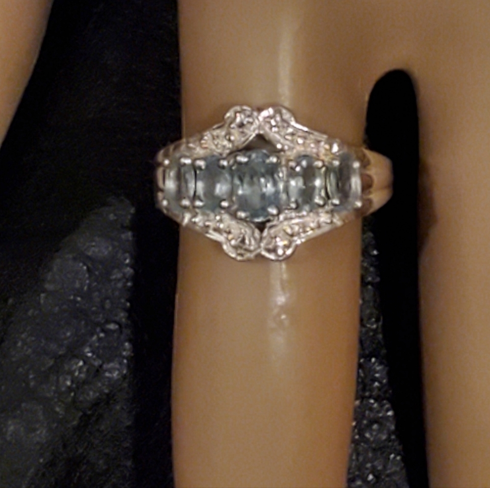 Vintage Sterling Silver Ring Size 7.5 Blue Topaz Sterling Silver